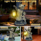 Cat Garden Statue Outdoor Decor - Solar Cat Garden Statue,Cats Figurine Ornaments,Waterproof Outdoor Sculptures for Yard Lawn Backyard Patio Balcony Home Decorations,Unique Cats Gifts for Women