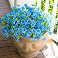 HyeFlora Artificial Fake Outdoor Flowers Plants for Spring Summer Decor, 12 Bundles Outside Silk Blue Morning Glory UV Resistant Look Real Faux Flowers for Front Door Patio Porch Yard Window Balcony