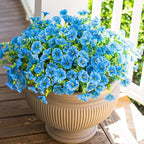 HyeFlora Artificial Fake Outdoor Flowers Plants for Spring Summer Decor, 12 Bundles Outside Silk Blue Morning Glory UV Resistant Look Real Faux Flowers for Front Door Patio Porch Yard Window Balcony