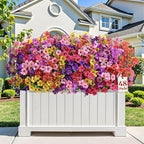 Alupssuc 48 Bundles Artificial Flowers for Outdoors Decoration, UV Resistant Silk Faux Floral Spring Fake Plastic Plants Greenery for Outside Indoor Porch Window Planter Home Decor(Upgrade 6 Colors)