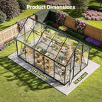6x10FT Greenhouse for Outdoors with Hygrometer, Polycarbonate Green House with UV Protection, Heavy Duty Greenhouse with Windproof Aluminum Frame, Roof Vent & Quick-Install Design