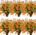 12 Bundles Artificial Flowers for Outdoors Spring Summer Decorations, UV Resistant Fake Mums Realistic Fake Plants Faux Plastic Flowers for Outdoor Indoor Home Gardens Porch Fall Decor(Orange Red)