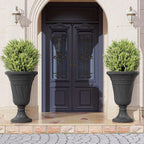 23" Tall Planters for Outdoor Plants Set of 2, Planter with Drainage Holes and Trophy Design, Large Outdoor Planters for Porch, Garden, Black