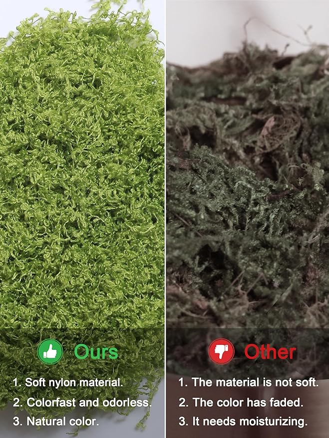12.7oz Light Green Fake Moss Artificial Floral Moss Greenery Faux Plant for DIY Crafts Fairy Garden Pot Filler Vase Greenery Decorating Project Indoor Model Making Walls Glass Decor Forlaoers