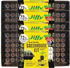 Jiffy Plant Germination Tray Kit - High Germination Rate, Bonus SUPERthrive - 72 Cell, 4 Pack - Plastic
