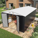 Polar Aurora 10x16 Outdoor Storage Shed, Garden Shed with Updated Frame Structure and Lockable Doors, Metal Tool Sheds for Backyard Garden Patio Lawn, White