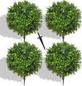 21.6 Inch Artificial Boxwood Topiary Bushes, Set of 4 Fake Shrubs, UV Resistant Plants Faux Topiary Ball Tree for Outdoor Garden Patio Front Porch & Indoor Decor