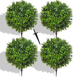 21.6 Inch Artificial Boxwood Topiary Bushes, Set of 4 Fake Shrubs, UV Resistant Plants Faux Topiary Ball Tree for Outdoor Garden Patio Front Porch & Indoor Decor