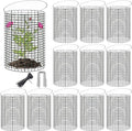 12 Sets of 16'' x 12'' Garden Plant Protectors from Animals With Detachable Covers ,36Pcs Metal Wire Protectors With Cover for Plants , Metal Plant Cage Chicken Wire Cloche with Stakes & Nylon Ties