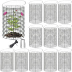 12 Sets of 16'' x 12'' Garden Plant Protectors from Animals With Detachable Covers ,36Pcs Metal Wire Protectors With Cover for Plants , Metal Plant Cage Chicken Wire Cloche with Stakes & Nylon Ties