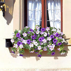 Ammyoo 4 Pcs Artificial Fake Petunia Flowers for Outdoor Decoration, Faux Silk Petunias Flower for Spring UV Resistant No Fade Realistic Plants for Garden Balcony Yard Porch Indoor Decor(Purple White)