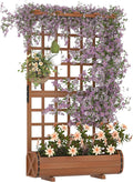 GarveeLife 67" h Raised Garden Bed with Trellis & Roof - Wooden Planter Box with Drainage, Freestanding Outdoor Garden Box for Climbing Vines, Vegetables, Flowers - Perfect for Yard, Patio, Balcony