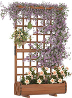 GarveeLife 67" h Raised Garden Bed with Trellis & Roof - Wooden Planter Box with Drainage, Freestanding Outdoor Garden Box for Climbing Vines, Vegetables, Flowers - Perfect for Yard, Patio, Balcony