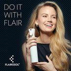 FLAIROSOL - The Original, Spray Bottle for Hair, Continuous Ultra Fine Water Mister Spray Bottle for Hairstyling, Barbers, Salons, Cleaning, Plants, 10.1oz/300ml, White Bottle - Black Print
