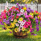 Artificial Flowers for Outdoor Fake Plants for Spring Decoration,Faux Eucalyptus Flowers for Planter UV Resistant Lifelike for Home Porch Garden (Yellow/Pink/Red/Light Purple)