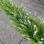 Yimingjin 12 Bundles Artificial Grass Fake Plants，Outdoor Fake Monkey Tail Grass with Flowers for Pot UV Resistant Lavender Patio Garden Porch Home Window Hanging Planter Decor Faux Shrubs(White)