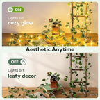 HEYFUNi Vines with Lights, 23 Ft 73 Led Faux Pothos String Lights Plug in, Leaf Lights for Bedroom, Wall, Balcony, Wedding Decor, Warm White