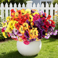 ZAIYW 18 Bundles Artificial Flowers Outdoor Fake Flowers Pansies Faux Artificial Plants for Planter Porch Yard Home Decor (Mixed Color)