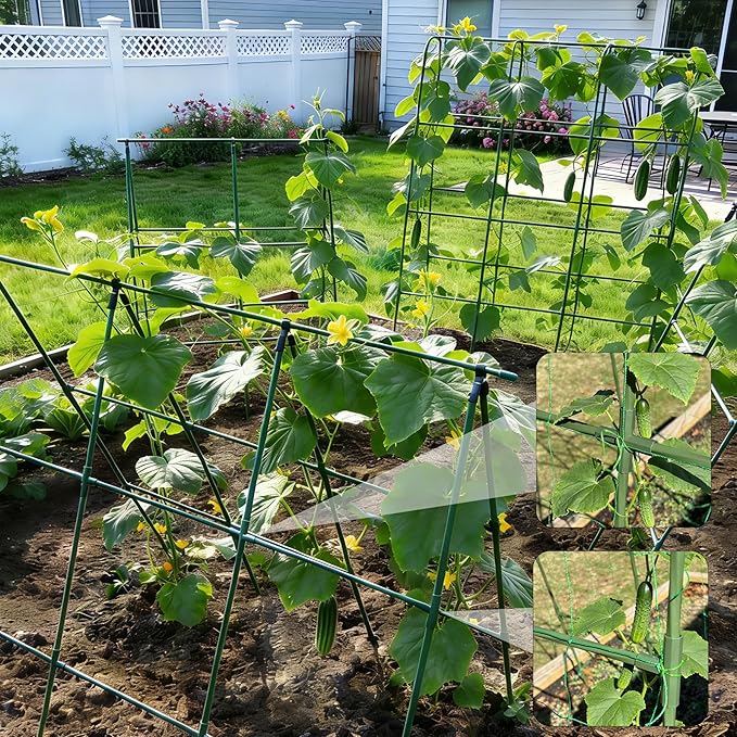 Miory Cucumber Trellis, 48"×48" Garden Trellis for Raised Bed, A-Frame Vegetable Trellis for Climbing Plants Outdoor, Support for Tomatoes, Zucchini, Vines, Flowers