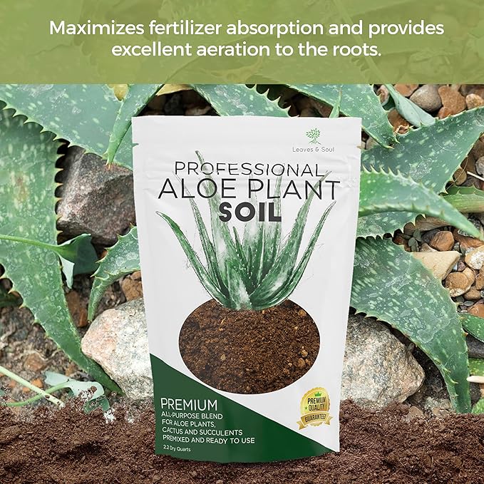 Professional Aloe Plant Soil Mix Large 2.2 Quarts Ready to Use, Premium Potting Soil for Aloe Vera Cactus Succulent Plants, Fast Draining Blend Pinebark Peat Course Sand Indoor Made in USA