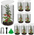 Adnee 8 Pack Wire Plant Protector with Cover-20" x 11" Detachable Metal Plant Protectors Mesh-Garden Plant Protectors for Flower Vegetable to Keep Animals Out