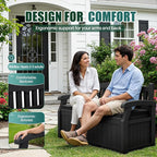 Devoko 80 Gallon Storage Bench with Cushion, Lockable Deck Box for Patio Furniture, Garden Decor and Outdoor Seating for Cushions, Garden Tools and Pool Supplies (Black, 80 Gallon with Cushion)