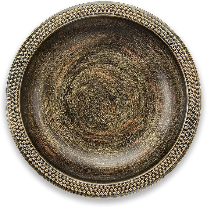 Good Directions BAS18, 18" Hand-Hammered Pure Copper Beaded Birdbath with Aged Brass Finish, Basin Only