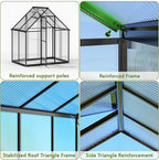 Wanan 6x4FT Greenhouses for Outdoors, Quick Assembly Polycarbonate Green House with UV Protection, Heavy Duty Windproof Aluminum Frame, Adjustable Roof Vent for Backyard or Outdoor Garden Use