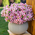 AXYLEX Artificial Flowers for Outdoors Fake Plants - 16 Bundles Faux Outside Greenery Boxwood No Fade Plastic Shrubs Fall Decor Farmhouse Home Garden Thanksgiving Mums (Pink)