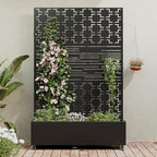 Casaphoria Metal Raised Garden Bed with Trellis and Wheels, 72"x47"x16" Planter Box for Climbing Plants, Vegetables & Vines, Features Drainage Holes and Privacy Screen, Black(Square&Shine)