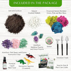 Creations by Nathalie – DIY Large Terrarium Starter Kit with Soil, Moss, Pebbles, Healing Crystal, Tools & Supplies – Terrarium Kit for Adults & Kids, Handcrafted in USA