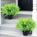 Set of 2 Large Potted Plants Artificial Ferns for Outdoor - Already Assembly Faux Ferns in Pots UV Resistant Realistic Fake Greenery Potted for Outdoor Home Office Patios Porches Yards Decor