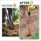 TCBWFY 2x32 Inch Auger Drill Bit for Planting - Long Handle Easy Planter Garden Auger - Bulb & Bedding Plant Augers - Post Hole Digger for 3/8”Hex Drive