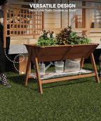 GarveeLife 52x30x54 Inch Tall Elevated Garden Bed with Legs, Standing Raised Planter Box with Climbing Trellis for Vegetables Flowers Herbs, Outdoor Wooden Standing Garden Bed-Brown
