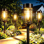 Amzarp 12 Pack Solar Garden Lights, Bright LED Solar Pathway Lights Outdoor IP65 Waterproof Rugged Shatterproof Auto On/Off for Landscape Garden Yard Walkway Driveway Lawn Lighting (3000K Warm White)