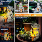 GIGALUMI Solar Garden Statues Bird Bath Elephant 9", Loving Elephant Decor, Yard Decorations Outdoor, Elephant Figurine Lights for Outside, Garden Decor Unique Housewarming Gifts for Women, Mom