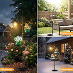 Candieslife 61" Solar Lights Outdoor with Plant Stands - Metal Shepherd Hook with Hanging Solar Lantern, Waterproof Solar Floor Lamp Garden Lights for Patio Deck Yard Porch Backyard & Indoor Decor