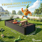 YITAHOME 6x3x1.5ft Large Raised Garden Bed Kit, Galvanized Metal Planter Box with Gloves, Support Rod, Outdoor Above Ground Planters for Plants, Vegetables, Flowers, Black
