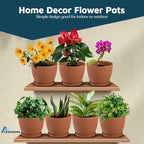 Terracotta 6-Inch Plant Pots with Drainage & Saucers 18 Pack, Indoor & Outdoor Planters for Houseplants, Herbs, and Flowers, Durable & Weatherproof Material, Stackable, Lightweight, Minimalist Design