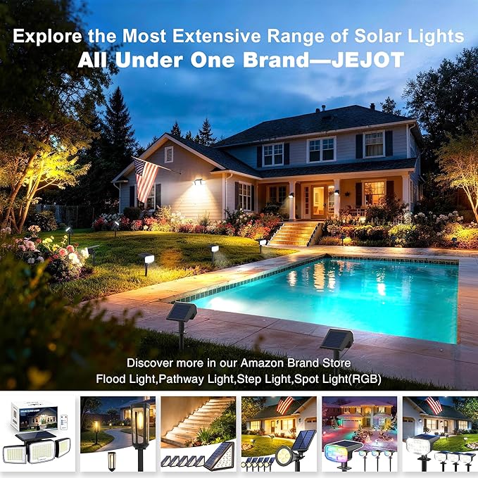 Solar Lights Outdoor Waterproof IP65,Auto On/Off, 2700K 2 Lighting Modes, Super Bright LED, Solar Powered Yard Garden Solar Spot Lights for Outside Landscape -6 Pack