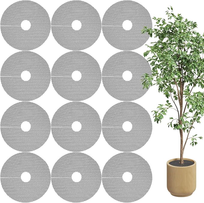 12 Pcs 11.8 Inch Plant Pot Grids, Cuttable Plant Pot Soil Covers Protectors, Used to Prevent Animals or Babies from Digging up the Soil in flowerpots, Suitable for Indoor and Outdoor Plants