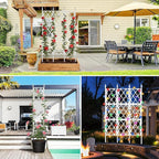 5.25FT Garden Trellis Support Fence,Metal Wall Lattice Climbing Frame for Climbing Plants Outdoor, White Iron Pipe Fence for Potted Plants Indoor for Ivy Vines Vegetable Flower, Patio, Lawn, Yard
