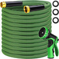 Garden Hose 100 ft Flexible Non-Expandable Water Hose Kink-Free Ultra Lightweight Leak-Proof Durable Portable Wear-Resistant Hoses Pipe with 3/4" Brass Fittings for Outdoor Yard Lawn Car Wash