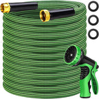 Garden Hose 100 ft Flexible Non-Expandable Water Hose Kink-Free Ultra Lightweight Leak-Proof Durable Portable Wear-Resistant Hoses Pipe with 3/4" Brass Fittings for Outdoor Yard Lawn Car Wash