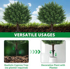 Grooy Artificial Cypress Topiary Tree with Ground Spike, Set of 4 Artificial Shrub Bushes, Fake Evergreen Tree for Porch, Artificial Plants for Outdoor Planters Indoor UV Resistant