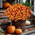 Artificial Flowers Outdoor Shrubs - Fake Plants UV Resistant No Fade Faux Plastic Greenery Home Garden Porch Patio Decoration Office Indoor (Orange)