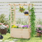 Giantex Set of 2 Raised Garden Bed with Sided Trellis & Hanging Roof, Wood Planter Box, Freestanding Garden Planter Raised Bed for Flowers Herbs Climbing Vines 31”x16”x41” (L x W x H)
