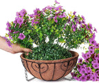 HyeFlora Artificial Fake Hanging Plants Flowers Basket for Outdoor Outside Porch Spring Decoration, Faux Silk Purple Daisy Realistic UV Resistant in Planter for Home Patio Balcony Garden Yard