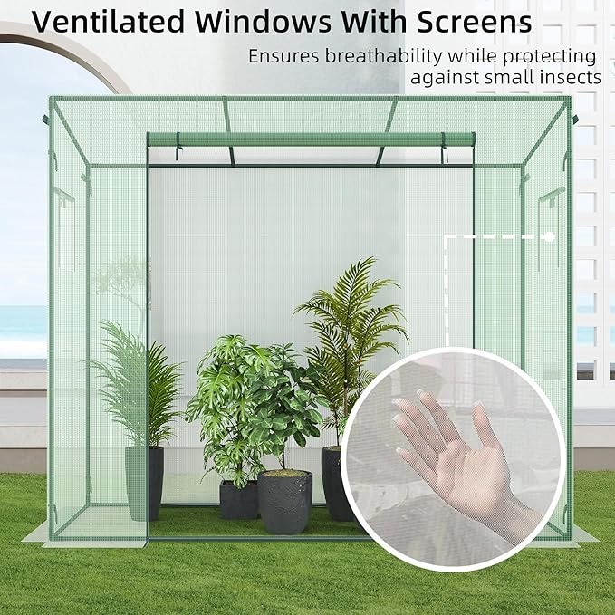Small Greenhouse for Outdoors, Green House for Winter with Roller Shutter Zipper Door and Window, Thickened PE Cover, Portable Greenhouse for Indoor and Outdoor Plant Growth