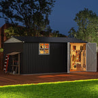 Polar Aurora 10X14 FT Metal Outdoor Storage Shed with Window, Heavy-Duty Galvanized Steel Garden Shed with Lockable Doors and 4 Vents, Large Weatherproof Tool Shed for Backyard Patio Outside, Black